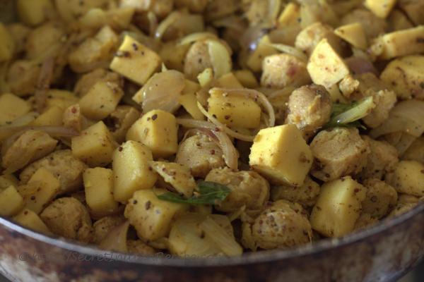 photo of soya kilanku poriyal cooking