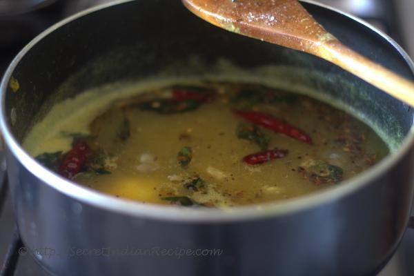 photo of mango rasam brewing