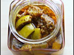 photo of green mango pickle with indian five spices