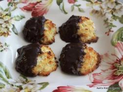 photo of chocolate dipped eggless coconut macaroons with cardamom flavour